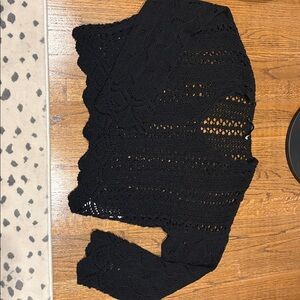 Zara Black Open-Knit Top